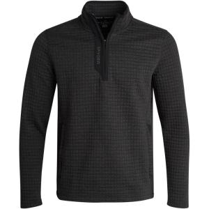 Spyder Mens Quarter Zip Pullover Sweater – Performance Grid Fleece 1/4 Zip Pullover Mens Sweatshirt for Golf Hiking Running(Black)