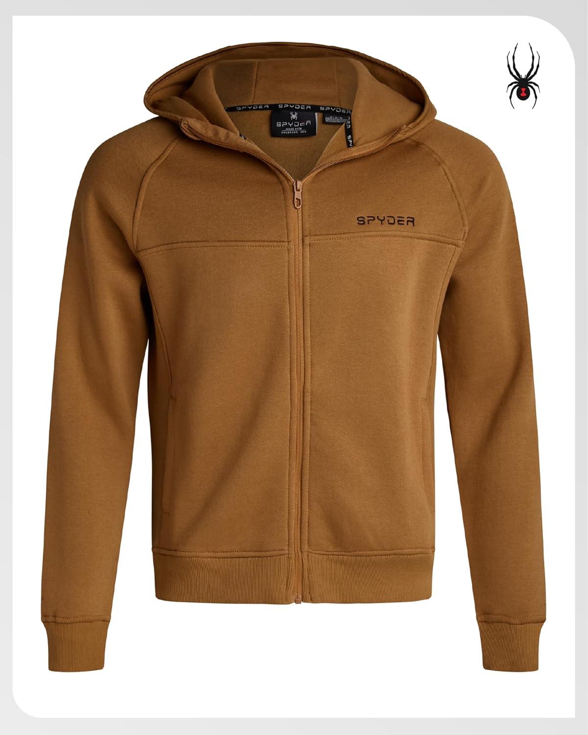 imageSpyder Mens Zip Up Hoodie Super Soft Performance Fleece Sweatshirts for Men Warm Athletic Hoodies for Running Walking GymSaddle