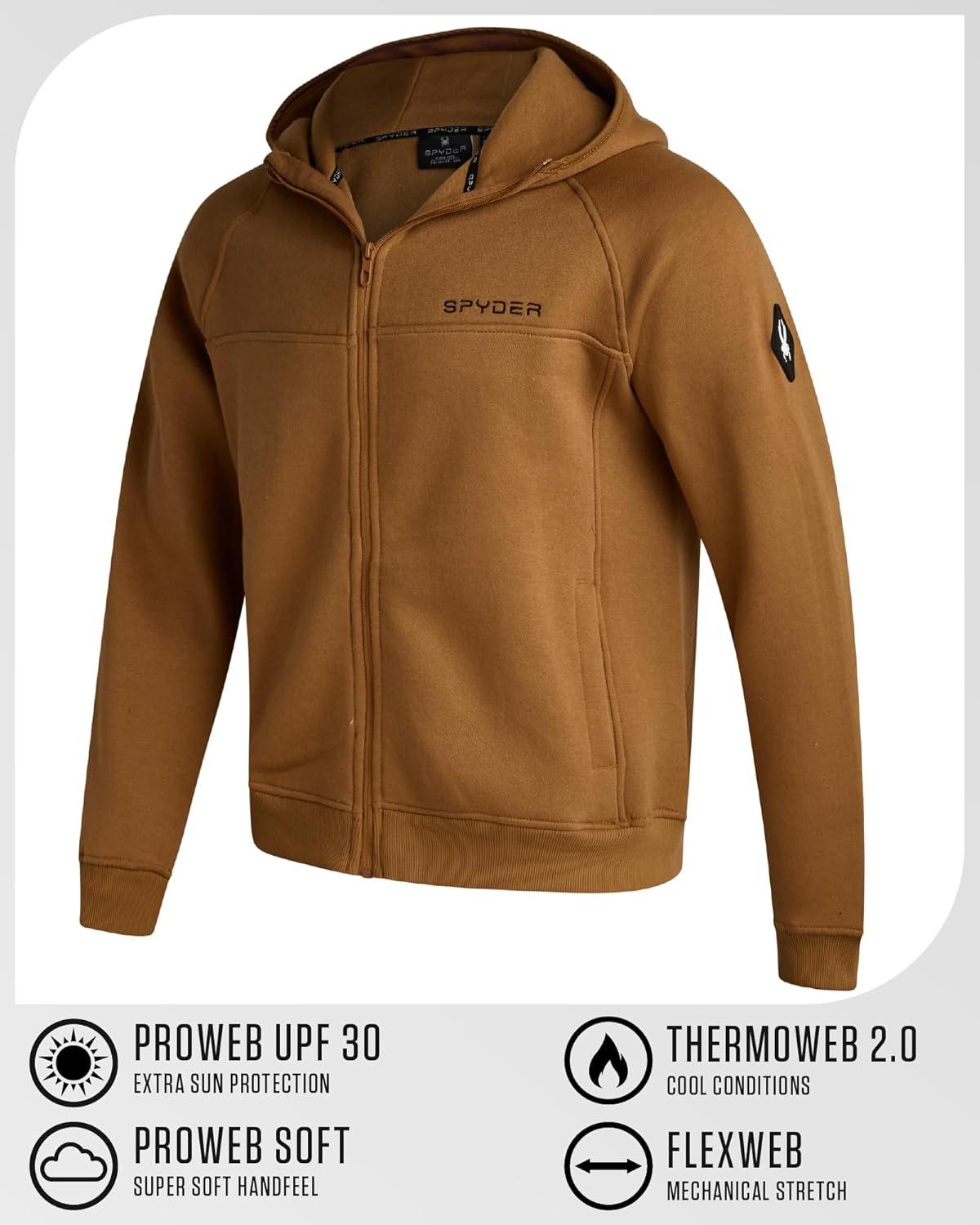 imageSpyder Mens Zip Up Hoodie Super Soft Performance Fleece Sweatshirts for Men Warm Athletic Hoodies for Running Walking GymSaddle