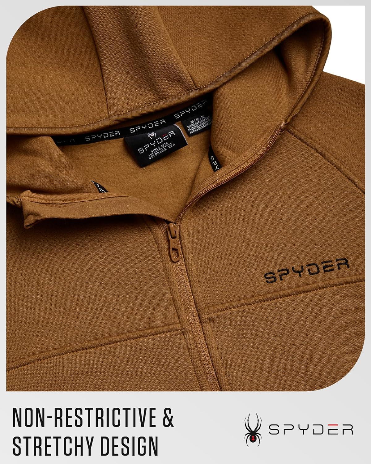 imageSpyder Mens Zip Up Hoodie Super Soft Performance Fleece Sweatshirts for Men Warm Athletic Hoodies for Running Walking GymSaddle