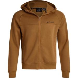 Spyder Mens Zip Up Hoodie – Super Soft Performance Fleece Sweatshirts for Men – Warm Athletic Hoodies for Running Walking Gym(Saddle)