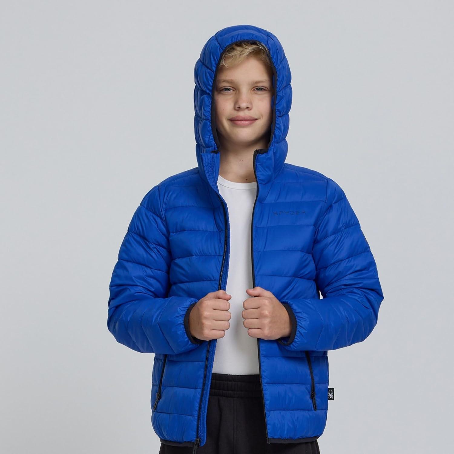imageSpyder Boys Puffer Jacket Lightweight Packable Wind Water Resistant Quilted Boys Winter Coat Cozy Insulated Winter JacketElectric Blue