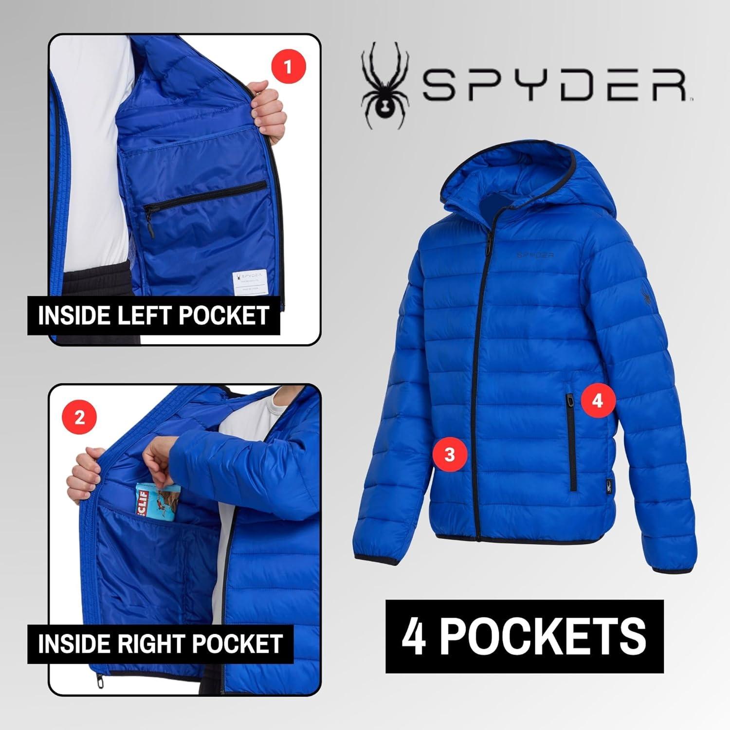 imageSpyder Boys Puffer Jacket Lightweight Packable Wind Water Resistant Quilted Boys Winter Coat Cozy Insulated Winter JacketElectric Blue