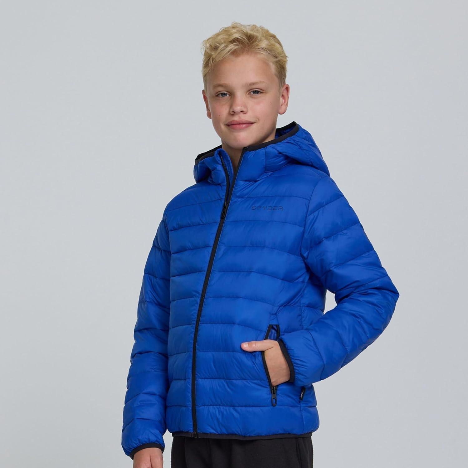 imageSpyder Boys Puffer Jacket Lightweight Packable Wind Water Resistant Quilted Boys Winter Coat Cozy Insulated Winter JacketElectric Blue