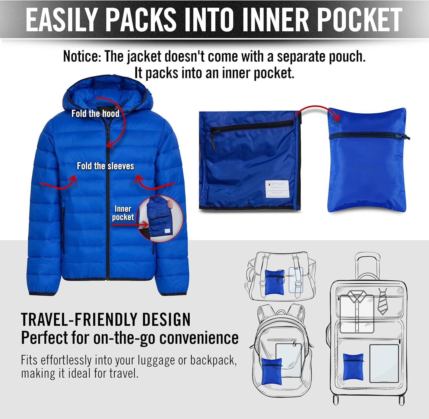 imageSpyder Boys Puffer Jacket Lightweight Packable Wind Water Resistant Quilted Boys Winter Coat Cozy Insulated Winter JacketElectric Blue