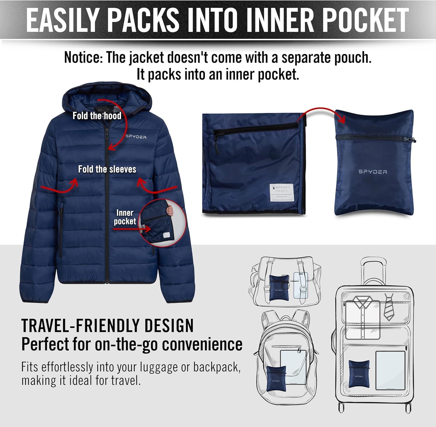 imageSpyder Boys Puffer Jacket Lightweight Packable Wind Water Resistant Quilted Boys Winter Coat Cozy Insulated Winter JacketNavy Tonal