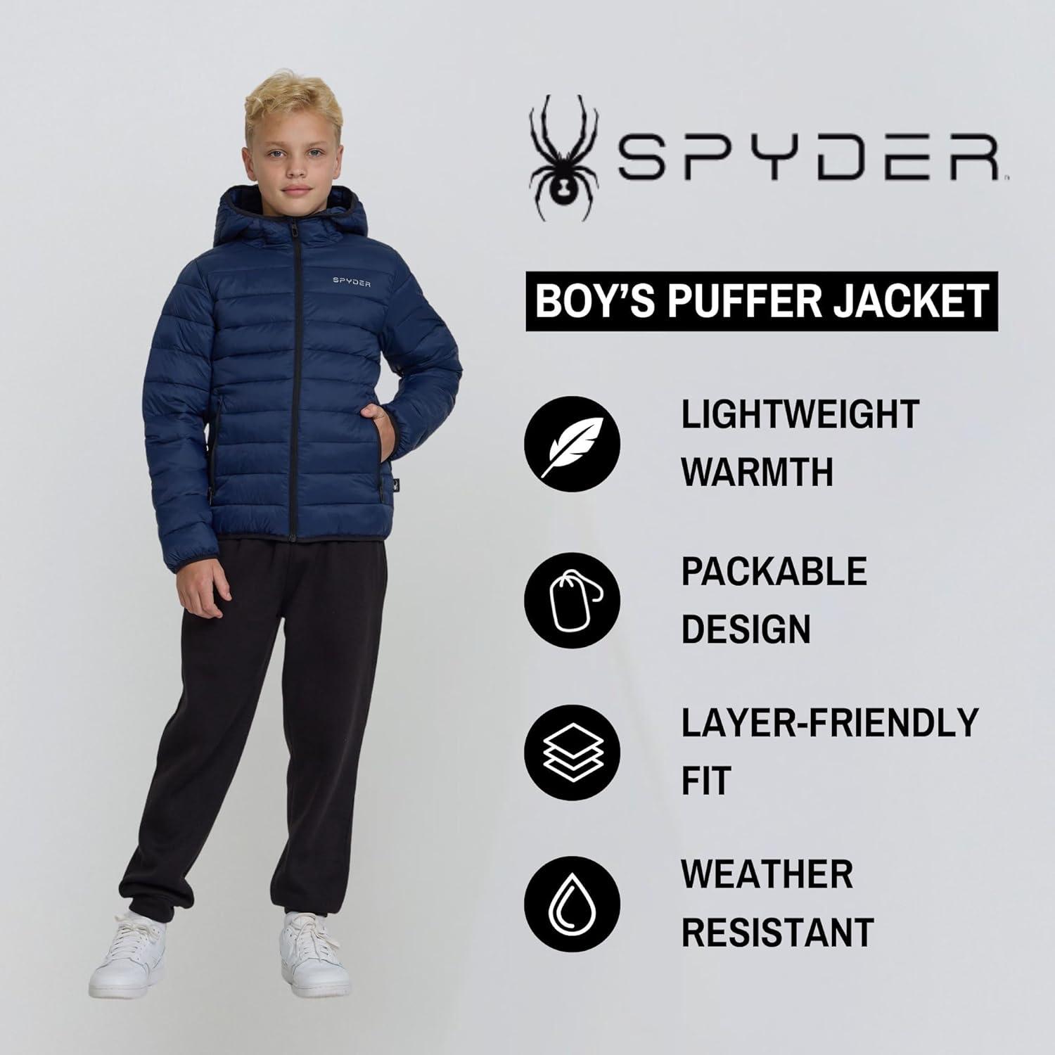imageSpyder Boys Puffer Jacket Lightweight Packable Wind Water Resistant Quilted Boys Winter Coat Cozy Insulated Winter JacketNavy Tonal