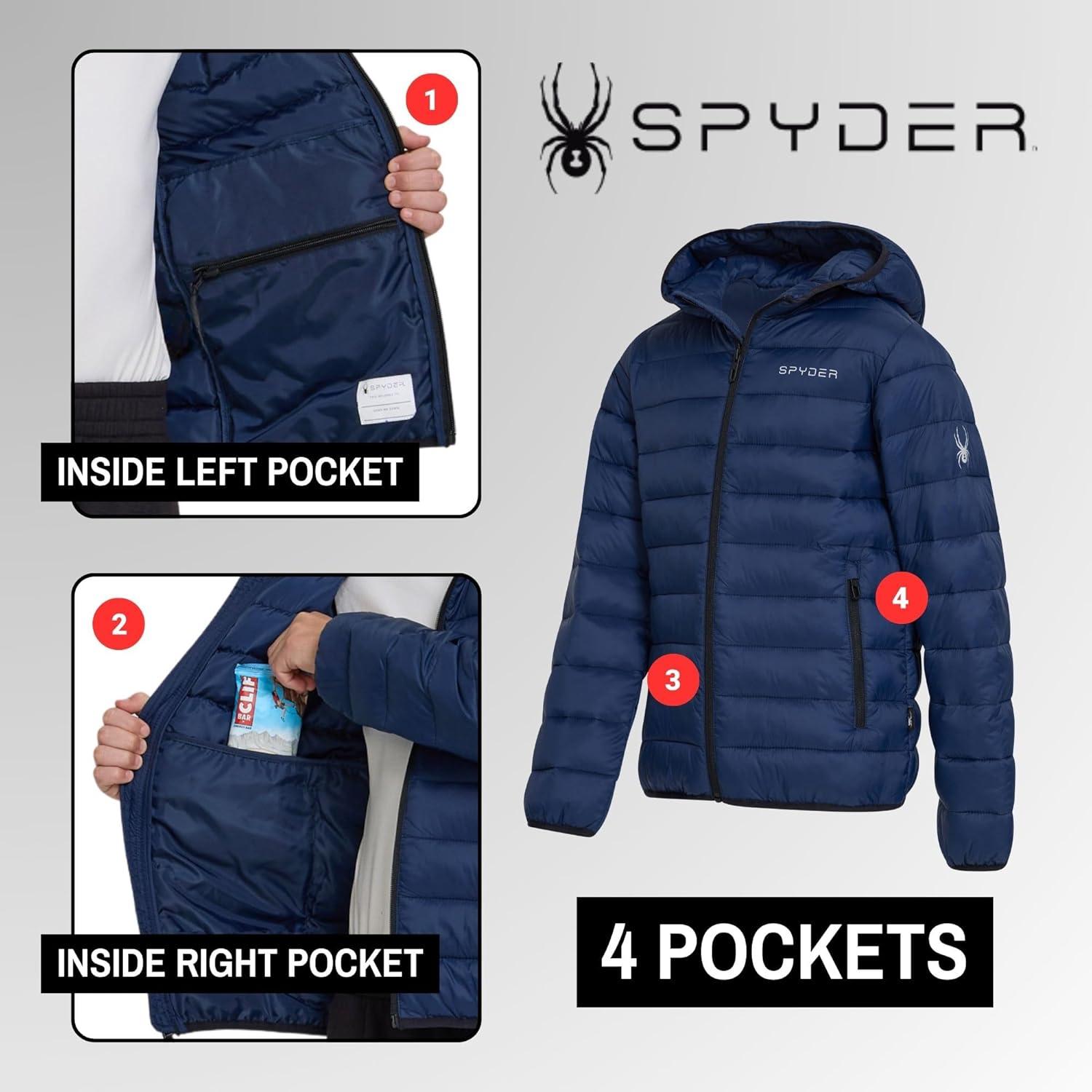 imageSpyder Boys Puffer Jacket Lightweight Packable Wind Water Resistant Quilted Boys Winter Coat Cozy Insulated Winter JacketNavy Tonal