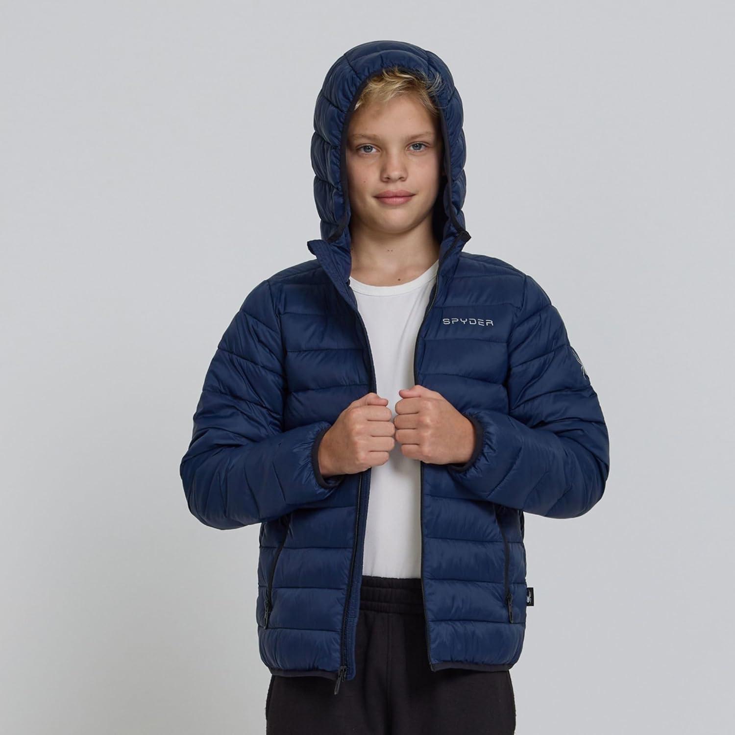 imageSpyder Boys Puffer Jacket Lightweight Packable Wind Water Resistant Quilted Boys Winter Coat Cozy Insulated Winter JacketNavy Tonal