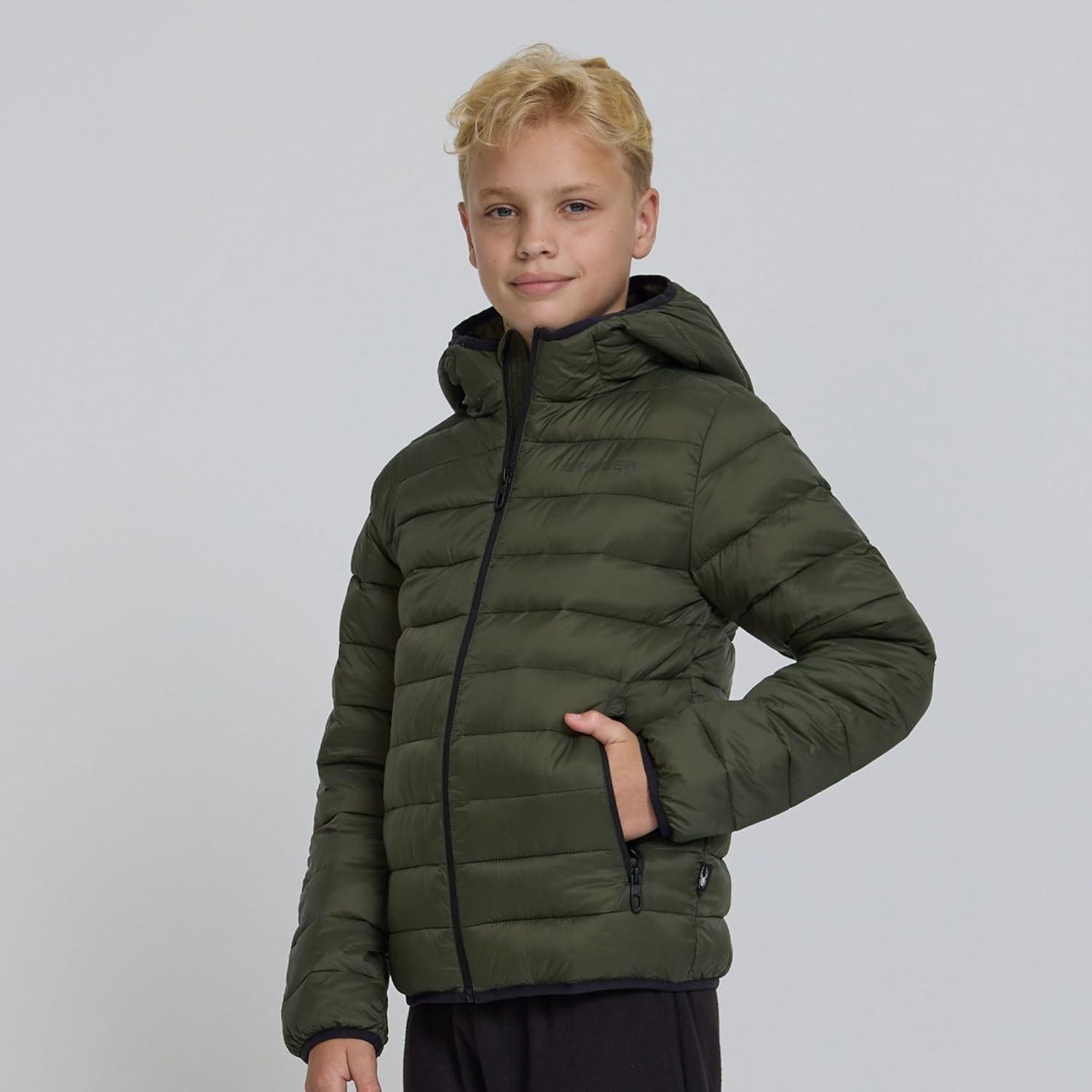 imageSpyder Boys Puffer Jacket Lightweight Packable Wind Water Resistant Quilted Boys Winter Coat Cozy Insulated Winter JacketOlive