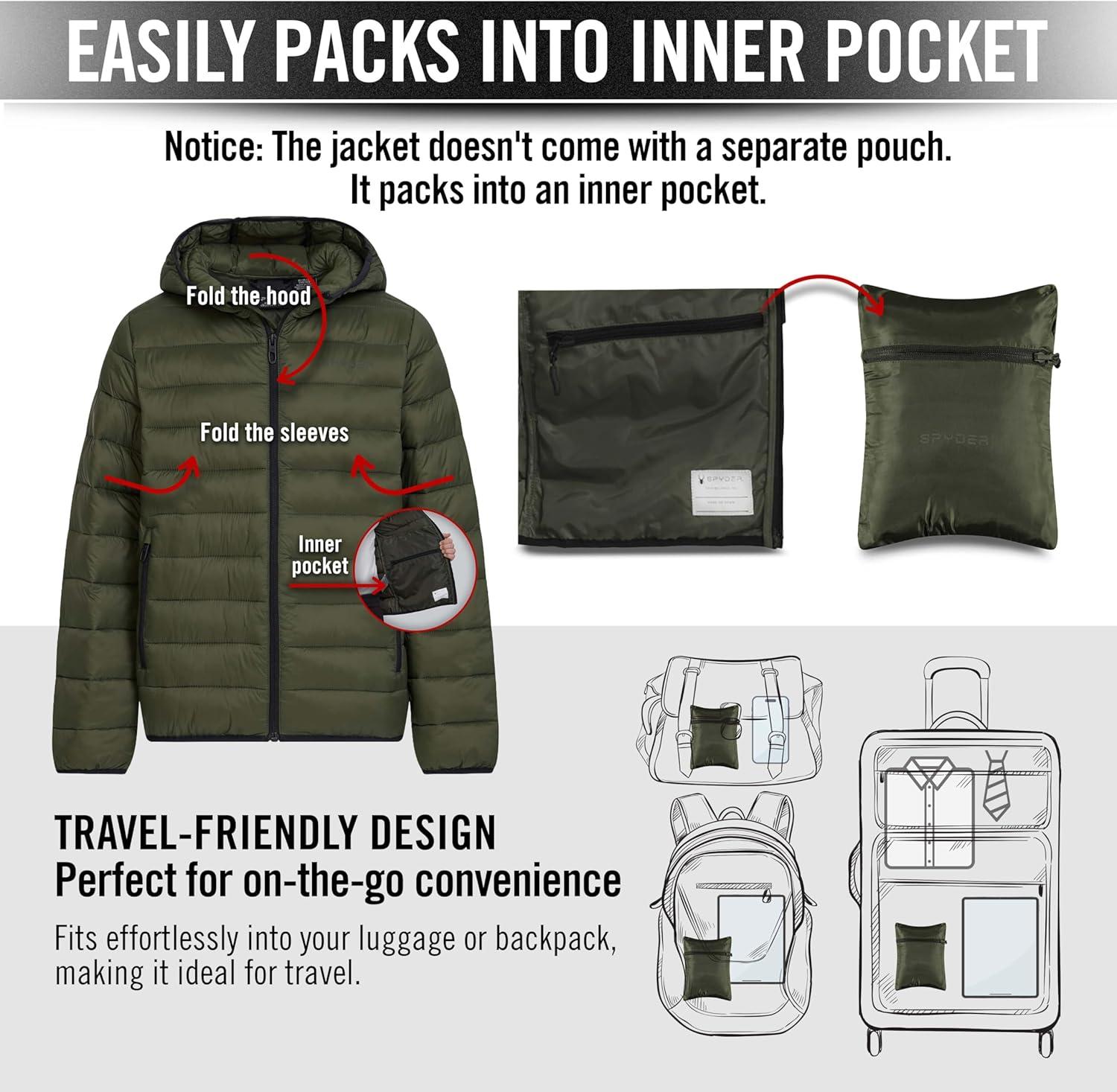 imageSpyder Boys Puffer Jacket Lightweight Packable Wind Water Resistant Quilted Boys Winter Coat Cozy Insulated Winter JacketOlive