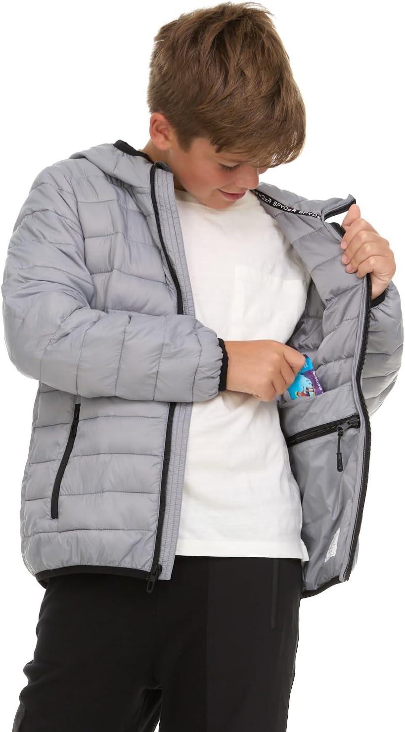 imageSpyder Boys Puffer Jacket Lightweight Packable Wind Water Resistant Quilted Boys Winter Coat Cozy Insulated Winter JacketPewter