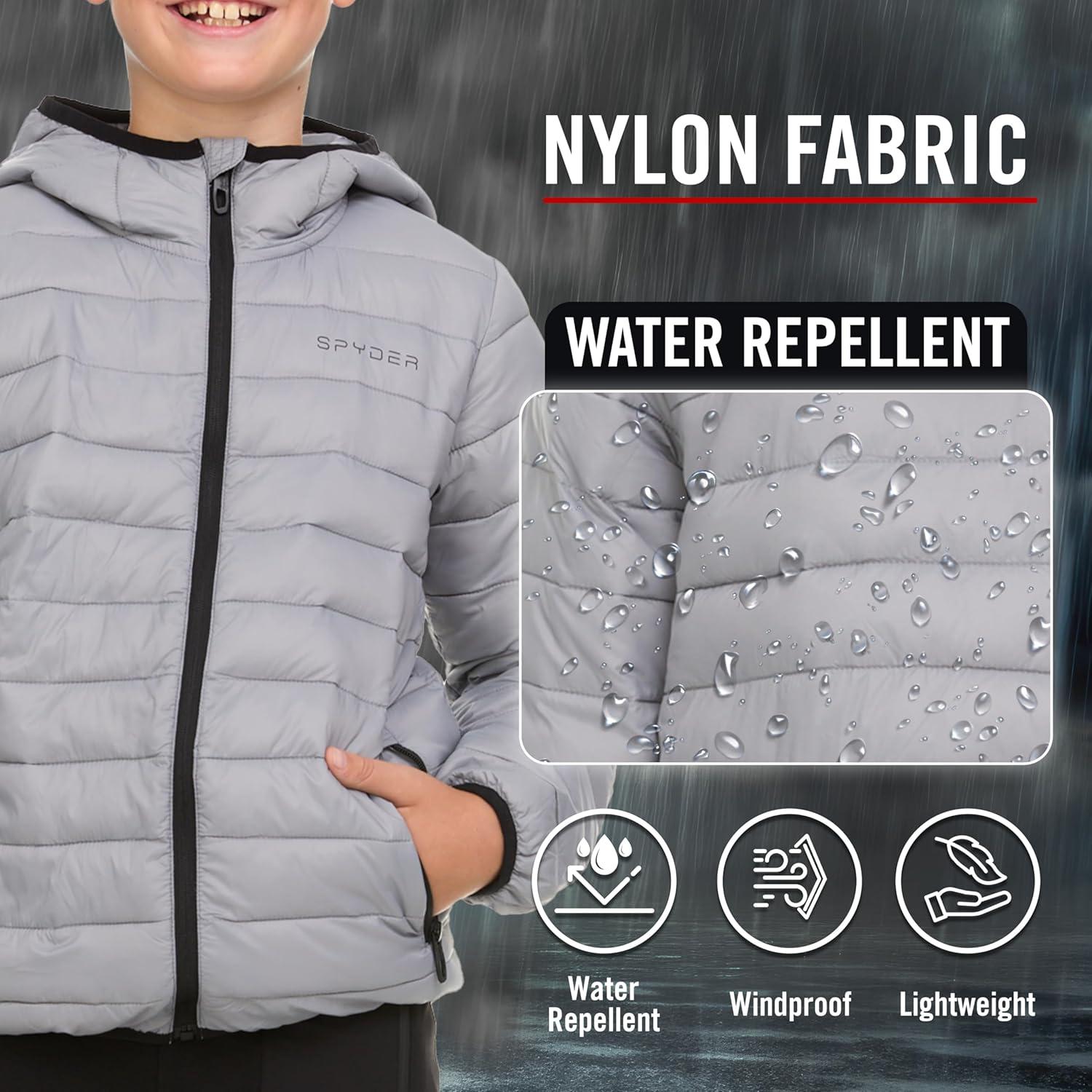 imageSpyder Boys Puffer Jacket Lightweight Packable Wind Water Resistant Quilted Boys Winter Coat Cozy Insulated Winter JacketPewter