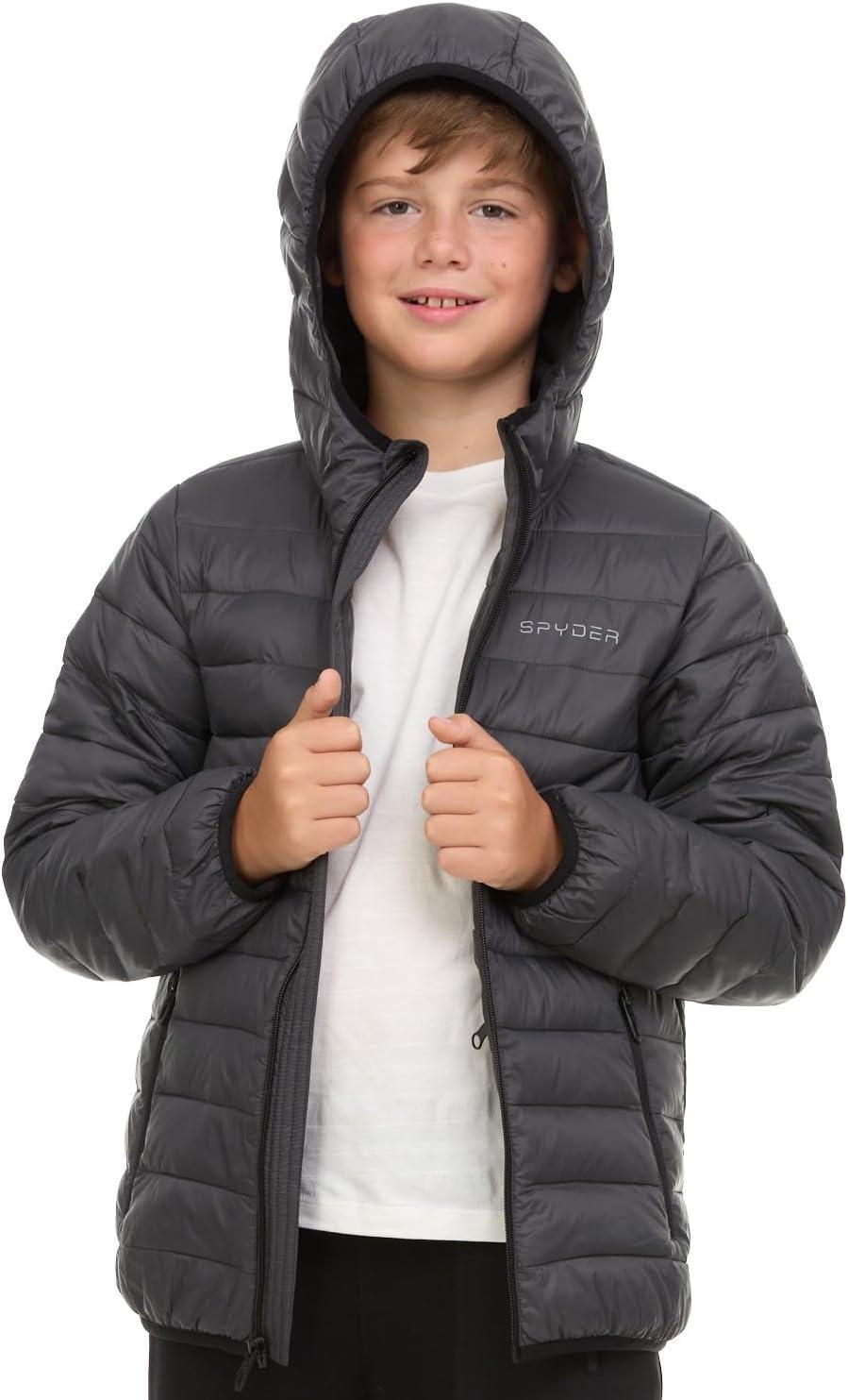 imageSpyder Boys Puffer Jacket Lightweight Packable Wind Water Resistant Quilted Boys Winter Coat Cozy Insulated Winter JacketPolar