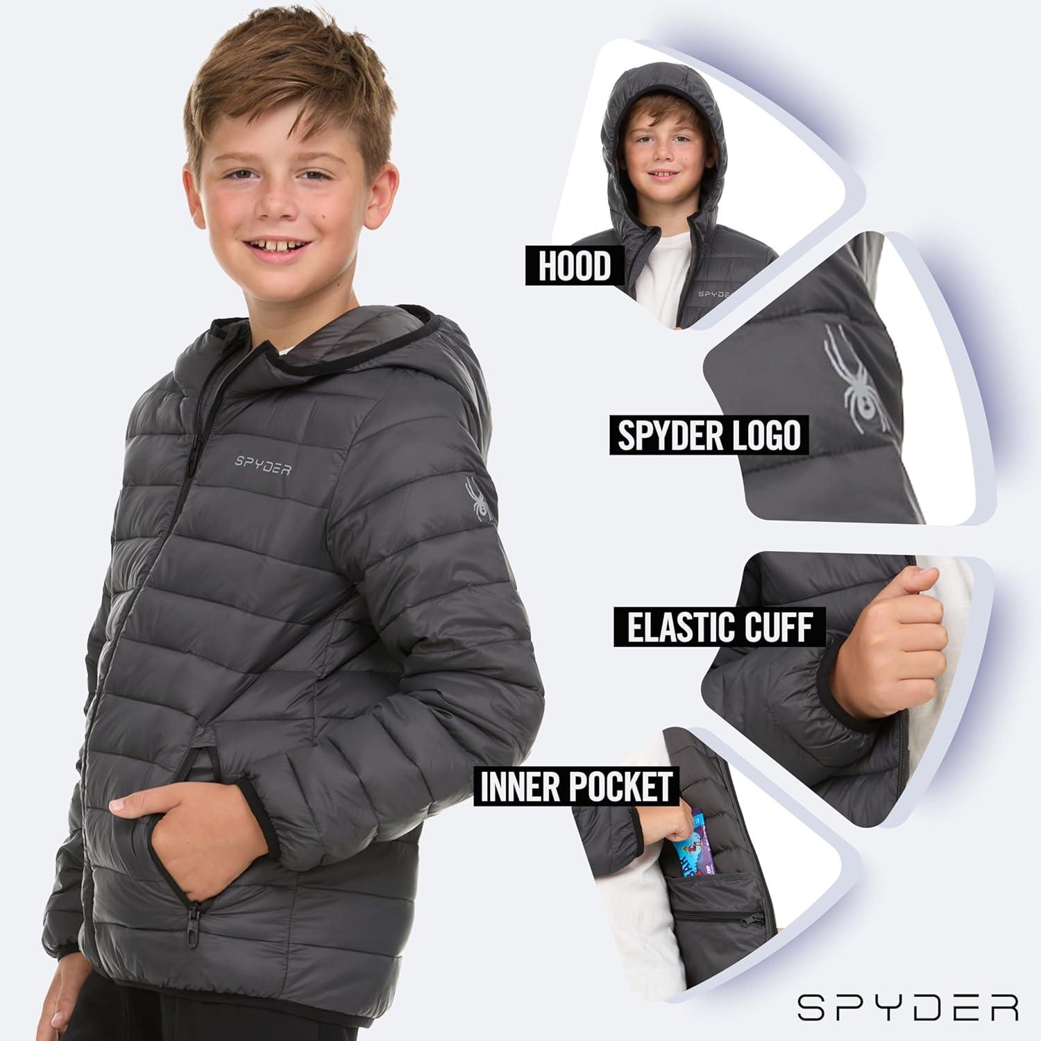 imageSpyder Boys Puffer Jacket Lightweight Packable Wind Water Resistant Quilted Boys Winter Coat Cozy Insulated Winter JacketPolar