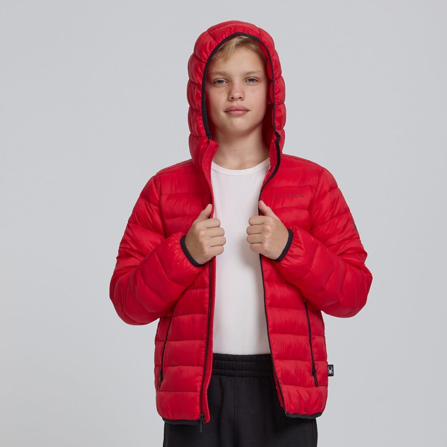 imageSpyder Boys Puffer Jacket Lightweight Packable Wind Water Resistant Quilted Boys Winter Coat Cozy Insulated Winter JacketSpyder Red