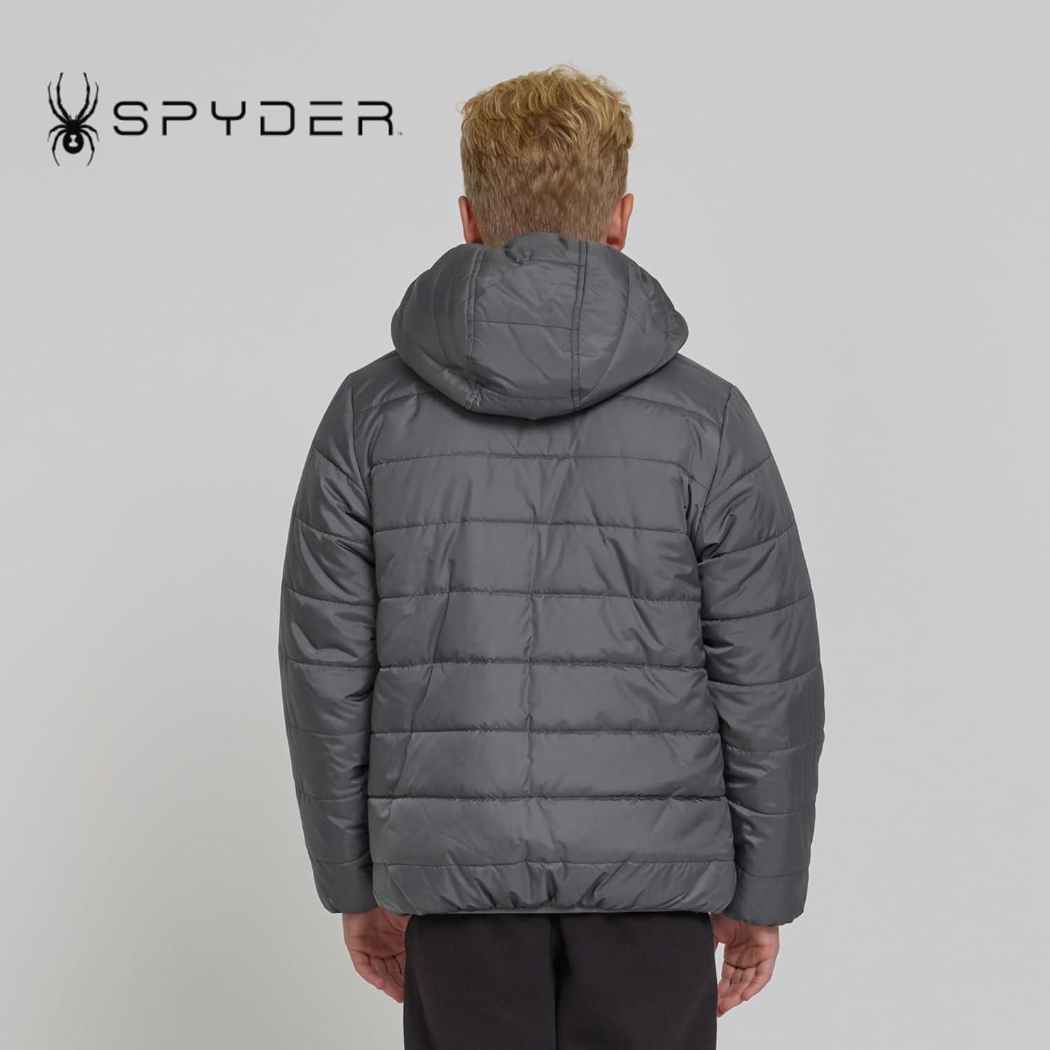 imageSpyder Reversible Boys Puffer Jacket Fleece Lined Puffer Coat with Hood Sherpa Winter Kids Outerwear Sizes 420Polar