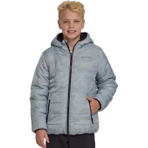Spyder Reversible Boys Puffer Jacket – Fleece Lined Puffer Coat with Hood, Sherpa Winter Kids Outerwear, Sizes 4-20(Pewter)