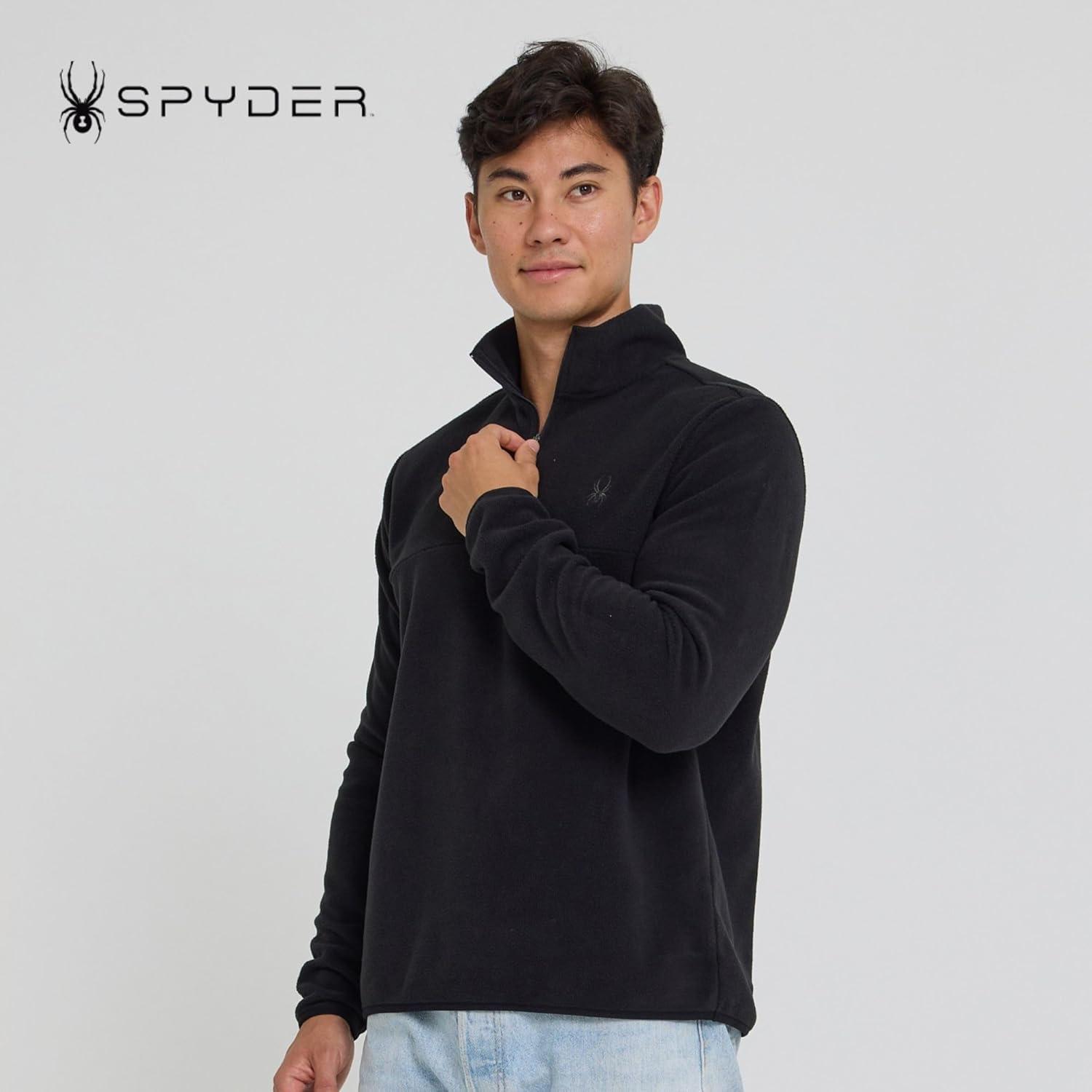 imageSpyder Fleece Quarter Zip Pullover Men Polar Fleece Lightweight Athletic Sweater Warm 14 Zipper Jacket Mock NeckBlack
