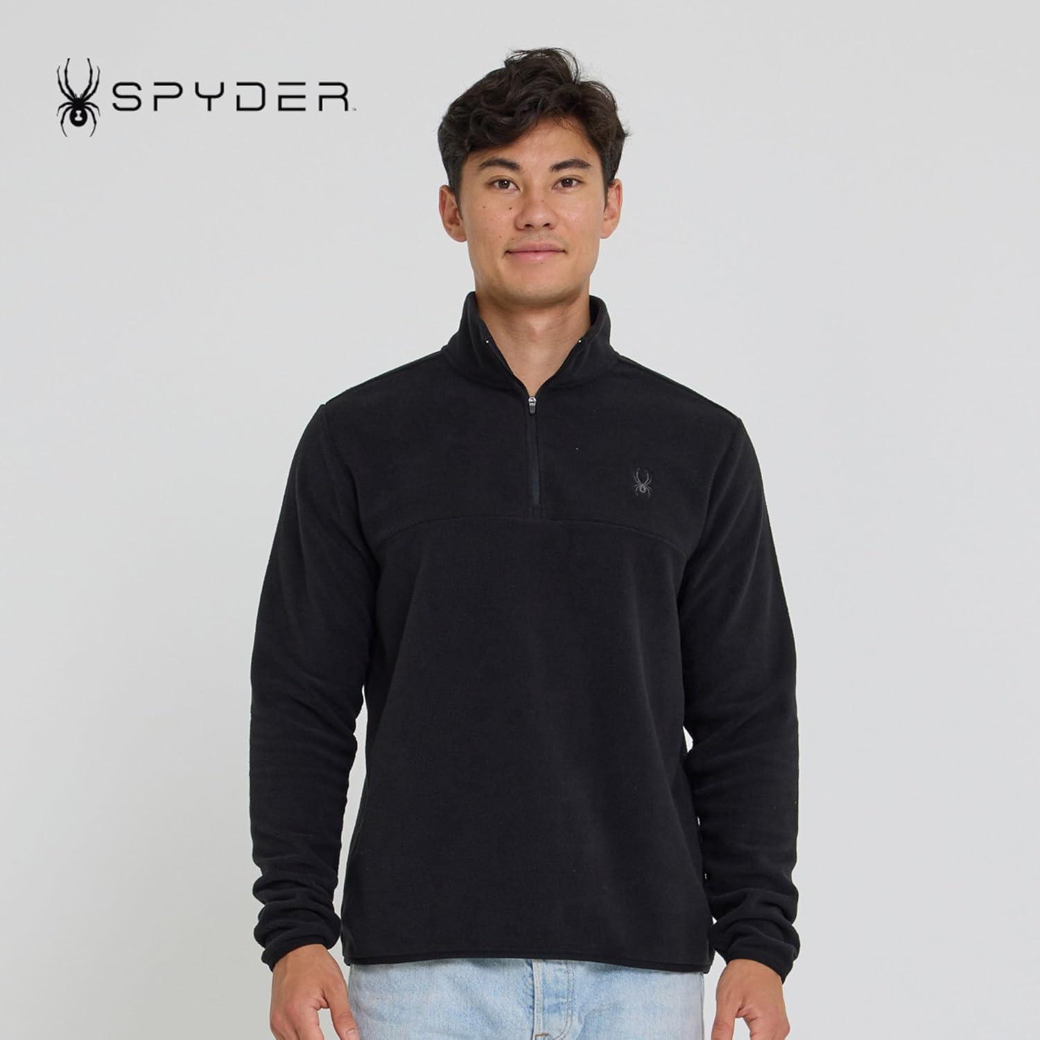 imageSpyder Fleece Quarter Zip Pullover Men Polar Fleece Lightweight Athletic Sweater Warm 14 Zipper Jacket Mock NeckBlack