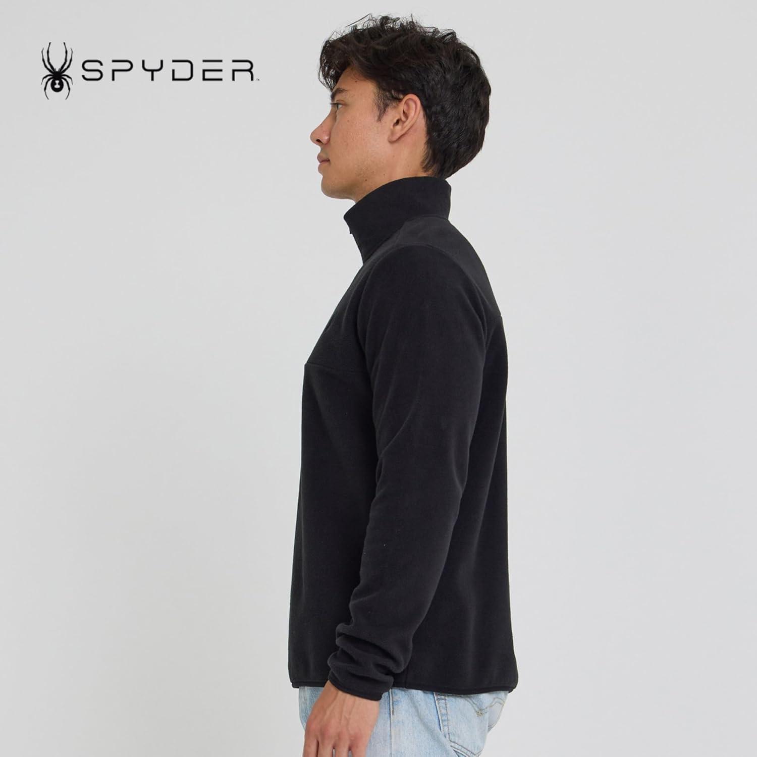 imageSpyder Fleece Quarter Zip Pullover Men Polar Fleece Lightweight Athletic Sweater Warm 14 Zipper Jacket Mock NeckBlack