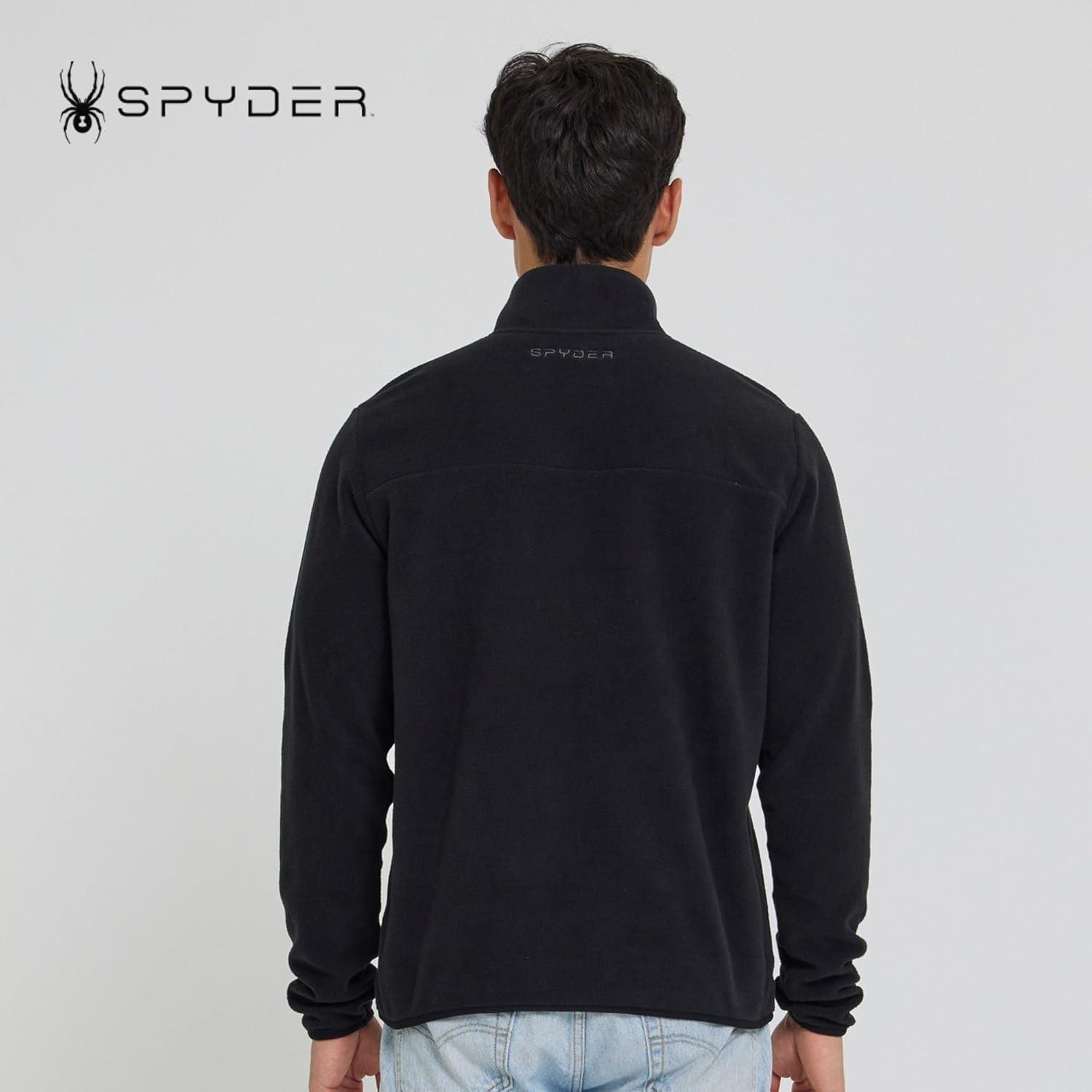 imageSpyder Fleece Quarter Zip Pullover Men Polar Fleece Lightweight Athletic Sweater Warm 14 Zipper Jacket Mock NeckBlack