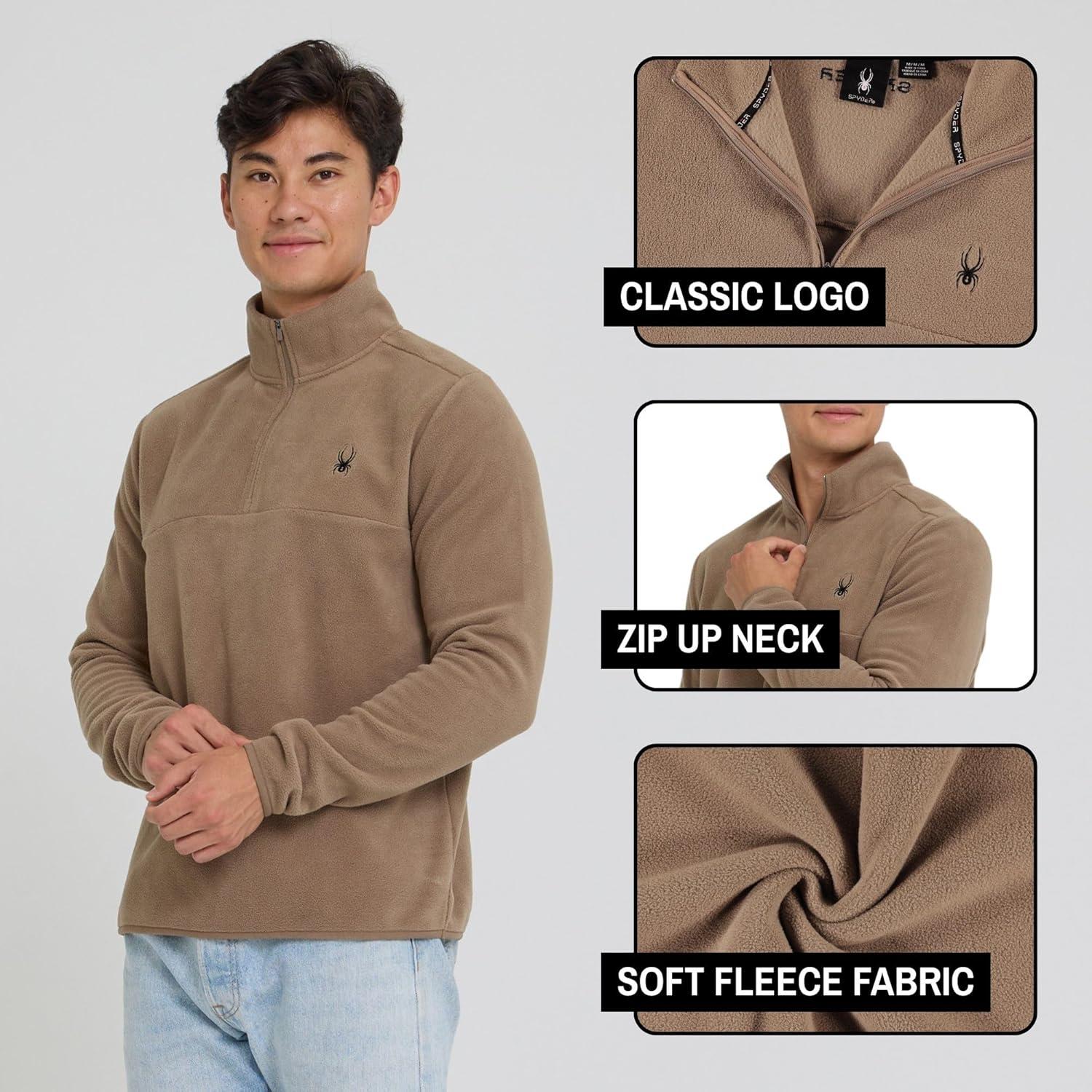 imageSpyder Fleece Quarter Zip Pullover Men Polar Fleece Lightweight Athletic Sweater Warm 14 Zipper Jacket Mock NeckTimber