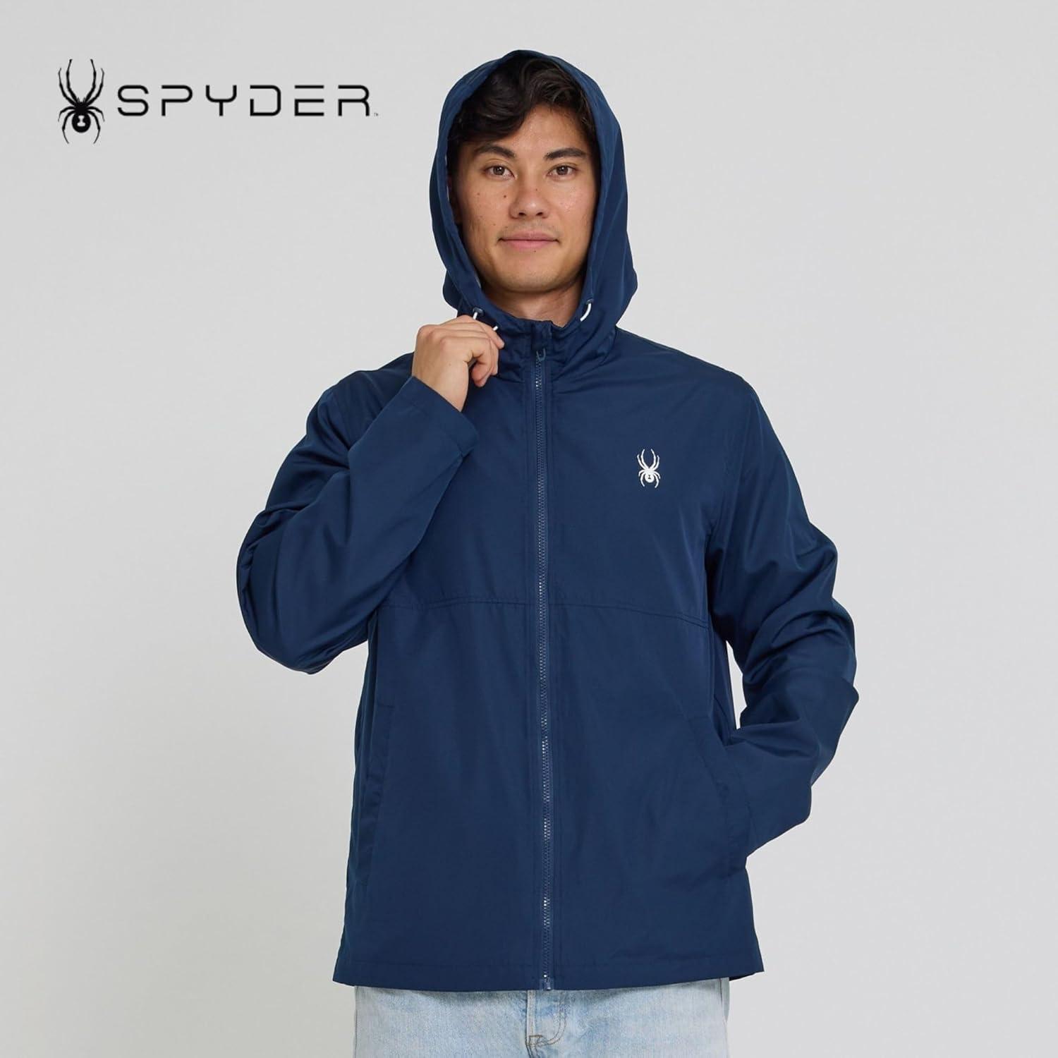 imageSpyder Packable Rain Jacket Men Water Resistant Windbreaker with Hood Lightweight Rain Coat Slicker Travel Golf FishingNavy