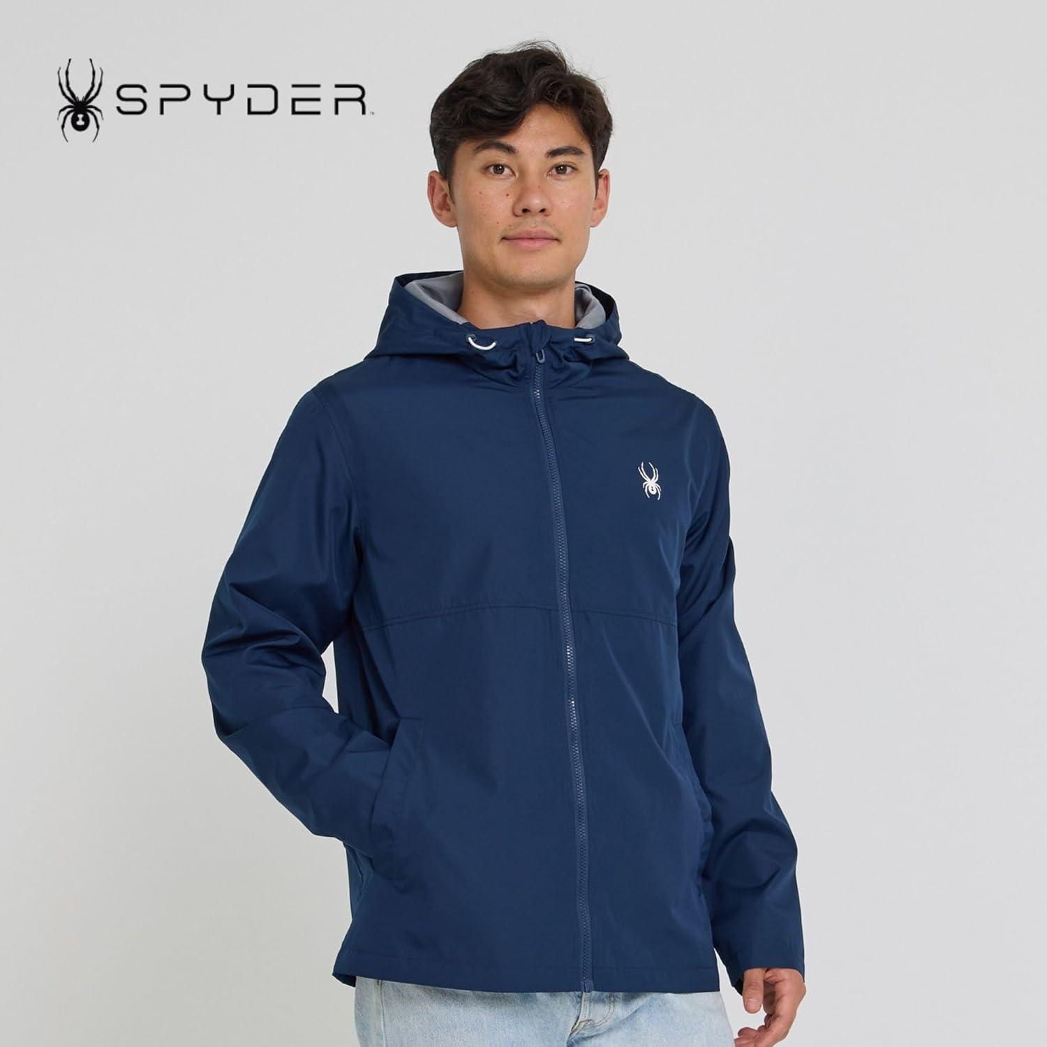 imageSpyder Packable Rain Jacket Men Water Resistant Windbreaker with Hood Lightweight Rain Coat Slicker Travel Golf FishingNavy