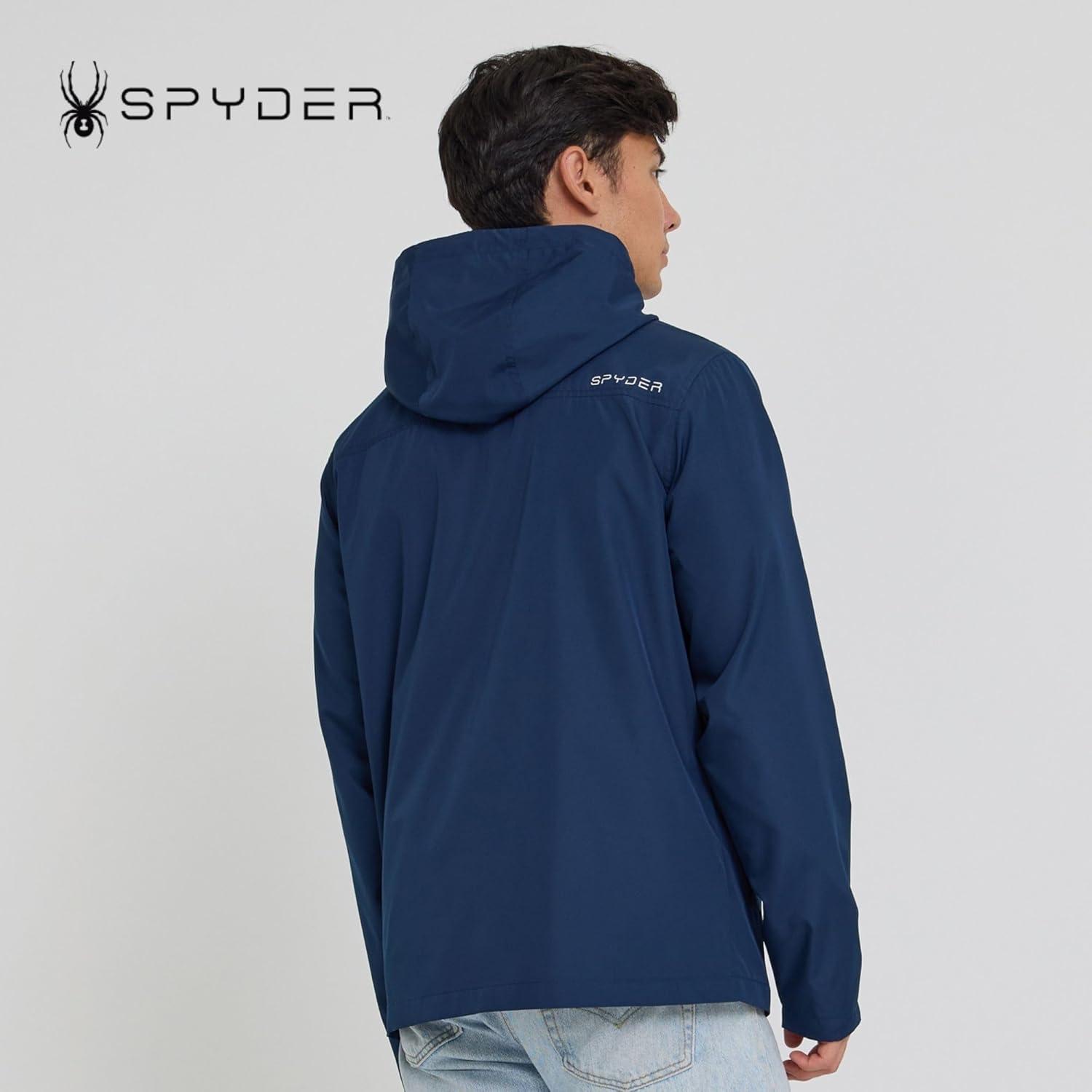 imageSpyder Packable Rain Jacket Men Water Resistant Windbreaker with Hood Lightweight Rain Coat Slicker Travel Golf FishingNavy