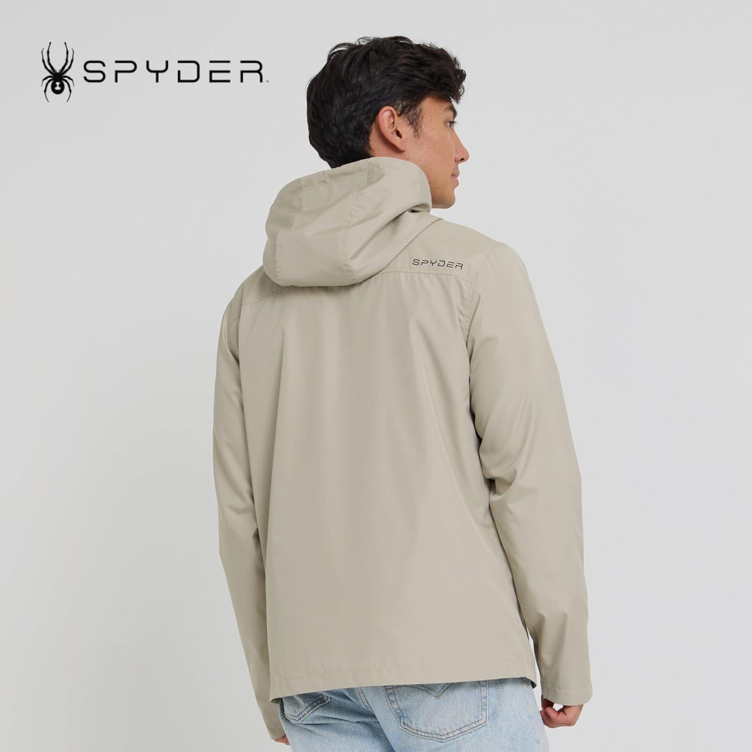 imageSpyder Packable Rain Jacket Men Water Resistant Windbreaker with Hood Lightweight Rain Coat Slicker Travel Golf FishingStone