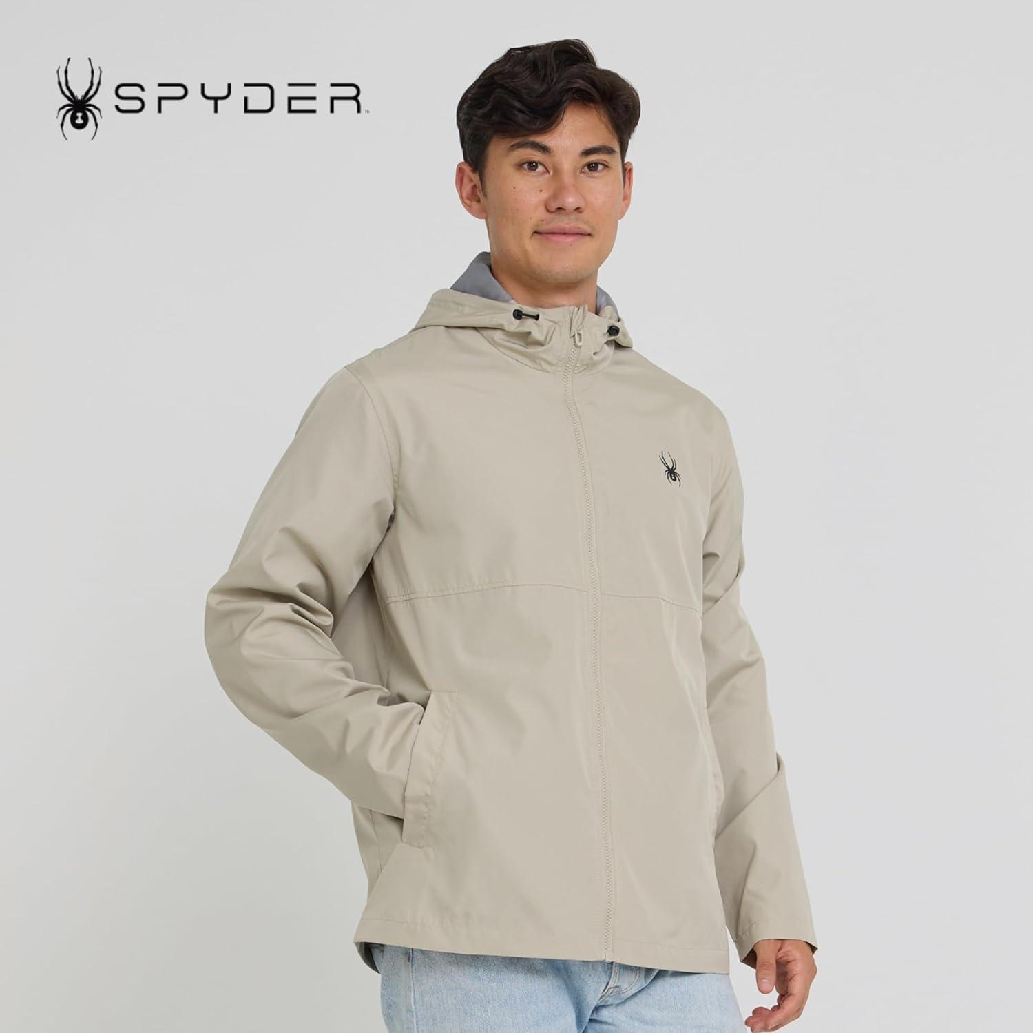 imageSpyder Packable Rain Jacket Men Water Resistant Windbreaker with Hood Lightweight Rain Coat Slicker Travel Golf FishingStone