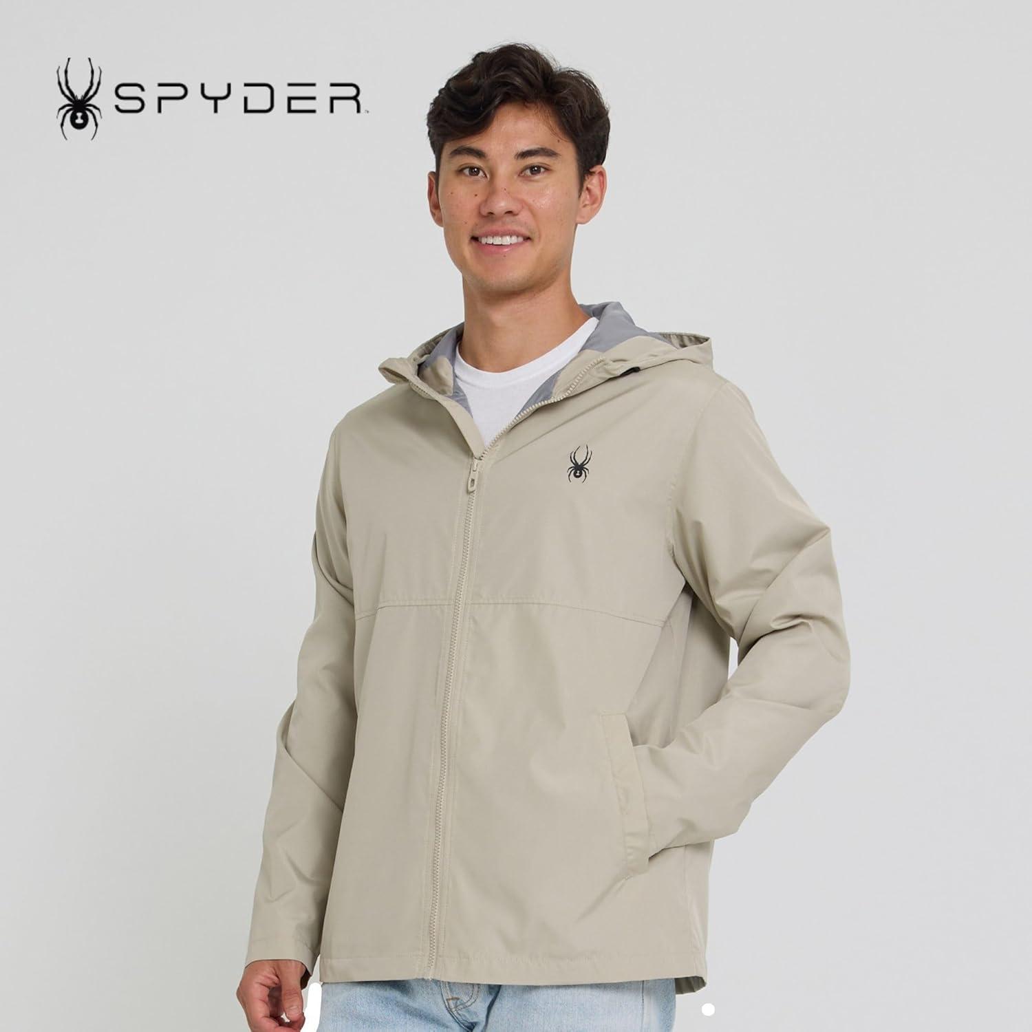 imageSpyder Packable Rain Jacket Men Water Resistant Windbreaker with Hood Lightweight Rain Coat Slicker Travel Golf FishingStone