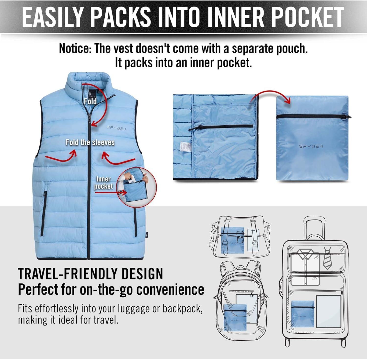 imageSpyder Puffer Vest for Men Lightweight Quilted Outdoor Vest with Pockets Puffer Vest Jacket for Men