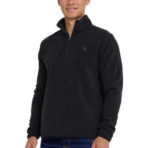 Spyder Fleece Quarter Zip Pullover Men – Polar Fleece Lightweight Athletic Sweater, Warm 1/4 Zipper Jacket, Mock Neck(Black)