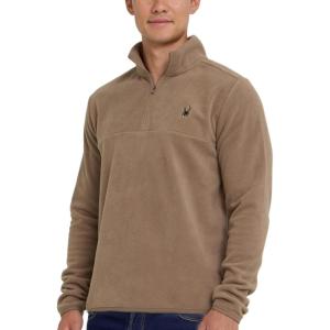 Spyder Fleece Quarter Zip Pullover Men – Polar Fleece Lightweight Athletic Sweater, Warm 1/4 Zipper Jacket, Mock Neck(Timber)
