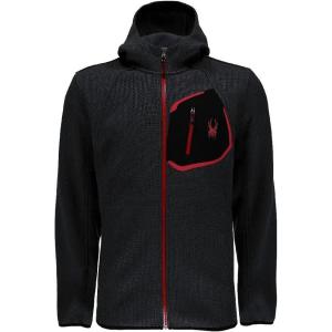 Spyder Men’s Ouzo Synthetic Down Hoody Jacket(Black/Black/Red)