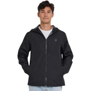 Spyder Packable Rain Jacket Men – Water Resistant Windbreaker with Hood, Lightweight Rain Coat Slicker, Travel, Golf, Fishing(Black)