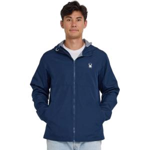 Spyder Packable Rain Jacket Men – Water Resistant Windbreaker with Hood, Lightweight Rain Coat Slicker, Travel, Golf, Fishing(Navy)
