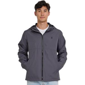 Spyder Packable Rain Jacket Men – Water Resistant Windbreaker with Hood, Lightweight Rain Coat Slicker, Travel, Golf, Fishing(Polar)