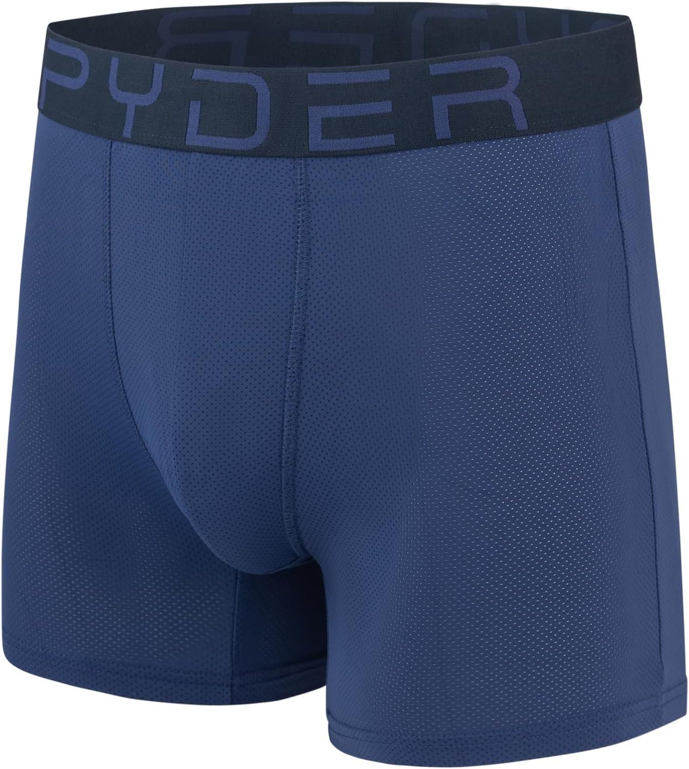 imageSpyder Mens Boxer Briefs Performance Nylon Mesh Sports UnderwearNavyBlackNavyLight Blue