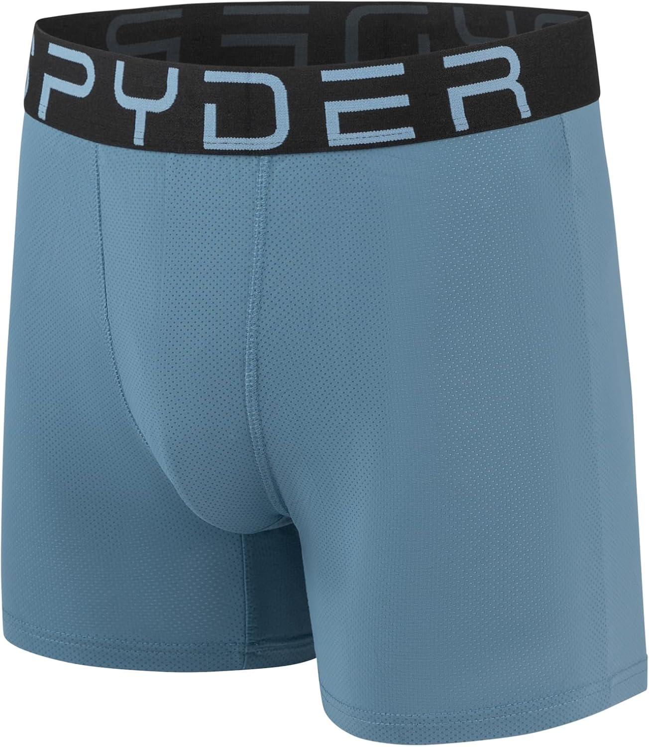 imageSpyder Mens Boxer Briefs Performance Nylon Mesh Sports UnderwearNavyBlackNavyLight Blue
