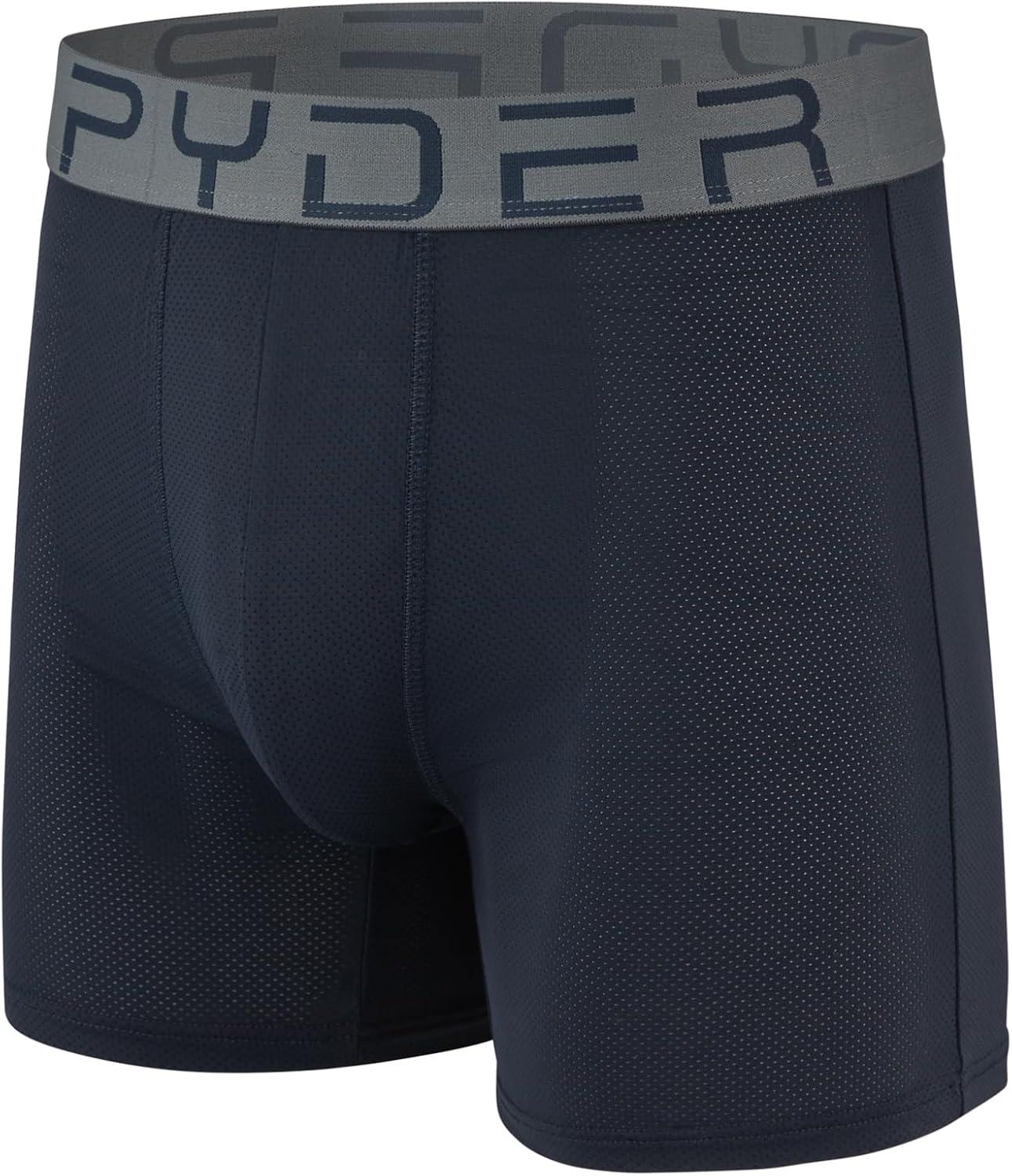 imageSpyder Mens Boxer Briefs Performance Nylon Mesh Sports UnderwearNavyBlackNavyLight Blue