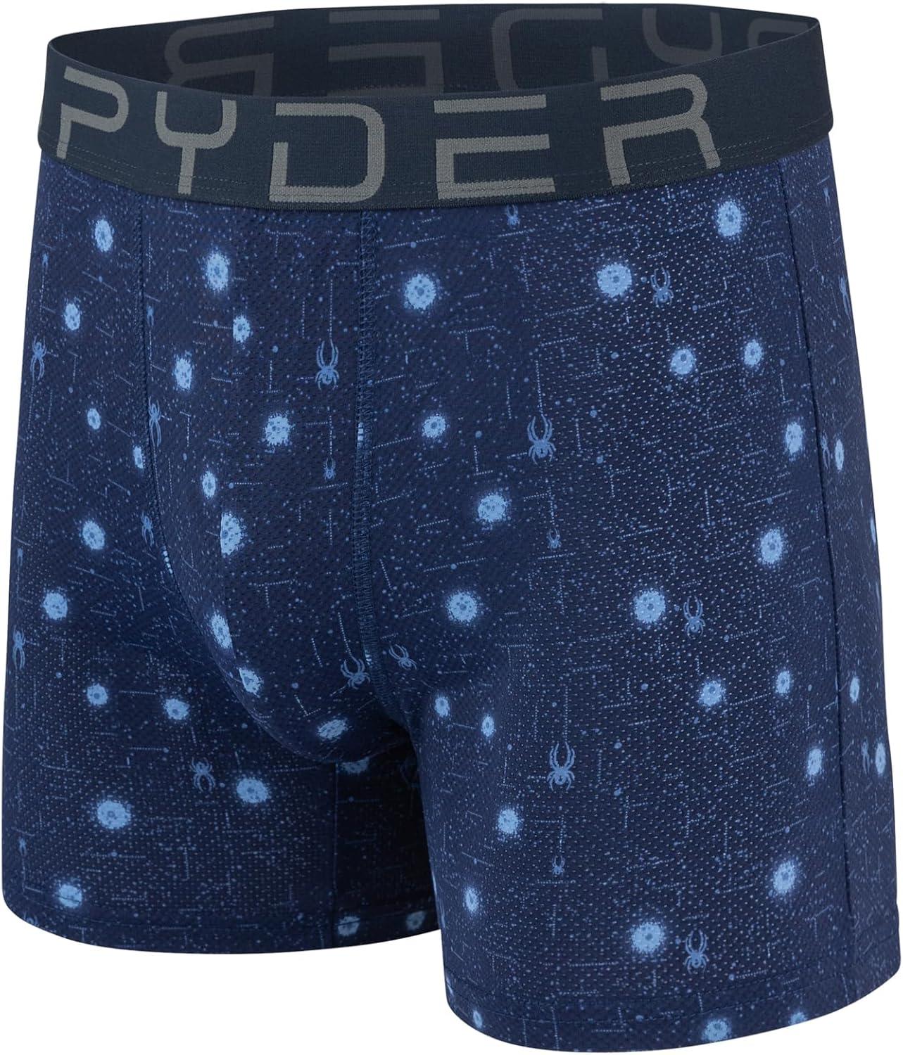 imageSpyder Mens Boxer Briefs Performance Nylon Mesh Sports UnderwearNavyBlackNavyLight Blue