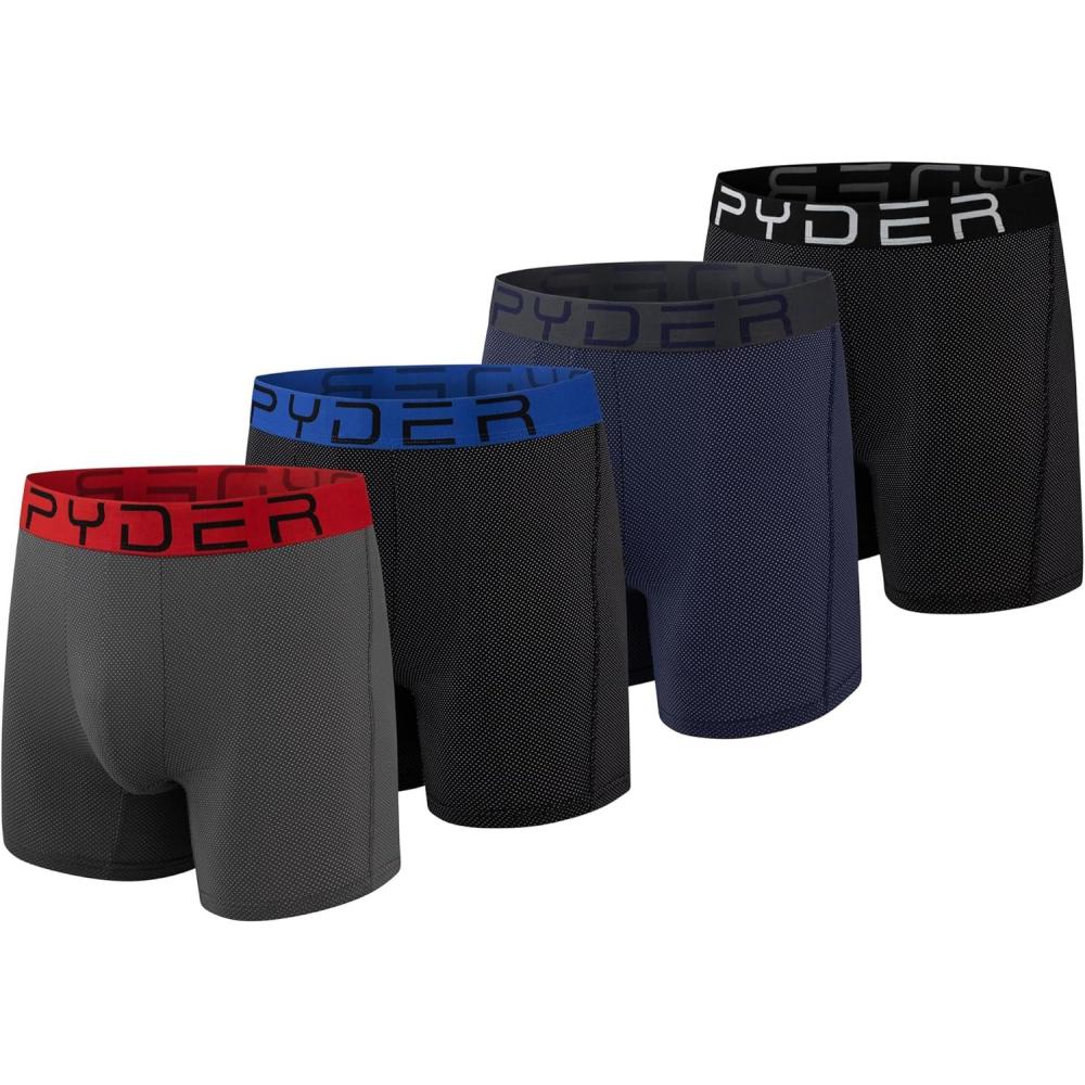 imageSpyder Performance Mesh Mens Boxer Briefs Sports Underwear For MenHeatherBlackNavyBlack
