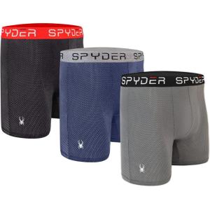 Spyder Performance Mesh Mens Boxer Briefs Sports Underwear For Men(Black/Grey/Navy)