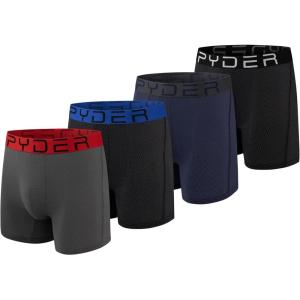 Spyder Performance Mesh Mens Boxer Briefs Sports Underwear For Men(Heather/Black/Navy/Black)