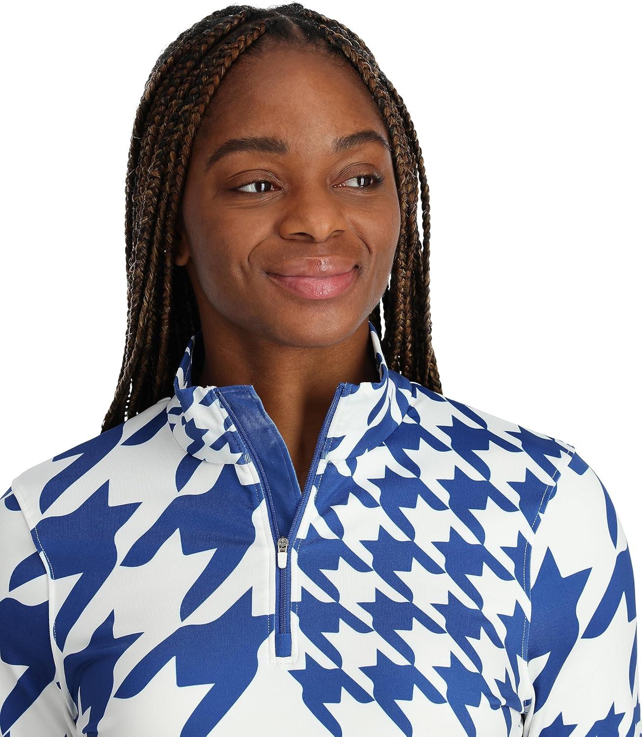 imageSpyder Womens Houndstooth Half Zip TNeckElectric Blue
