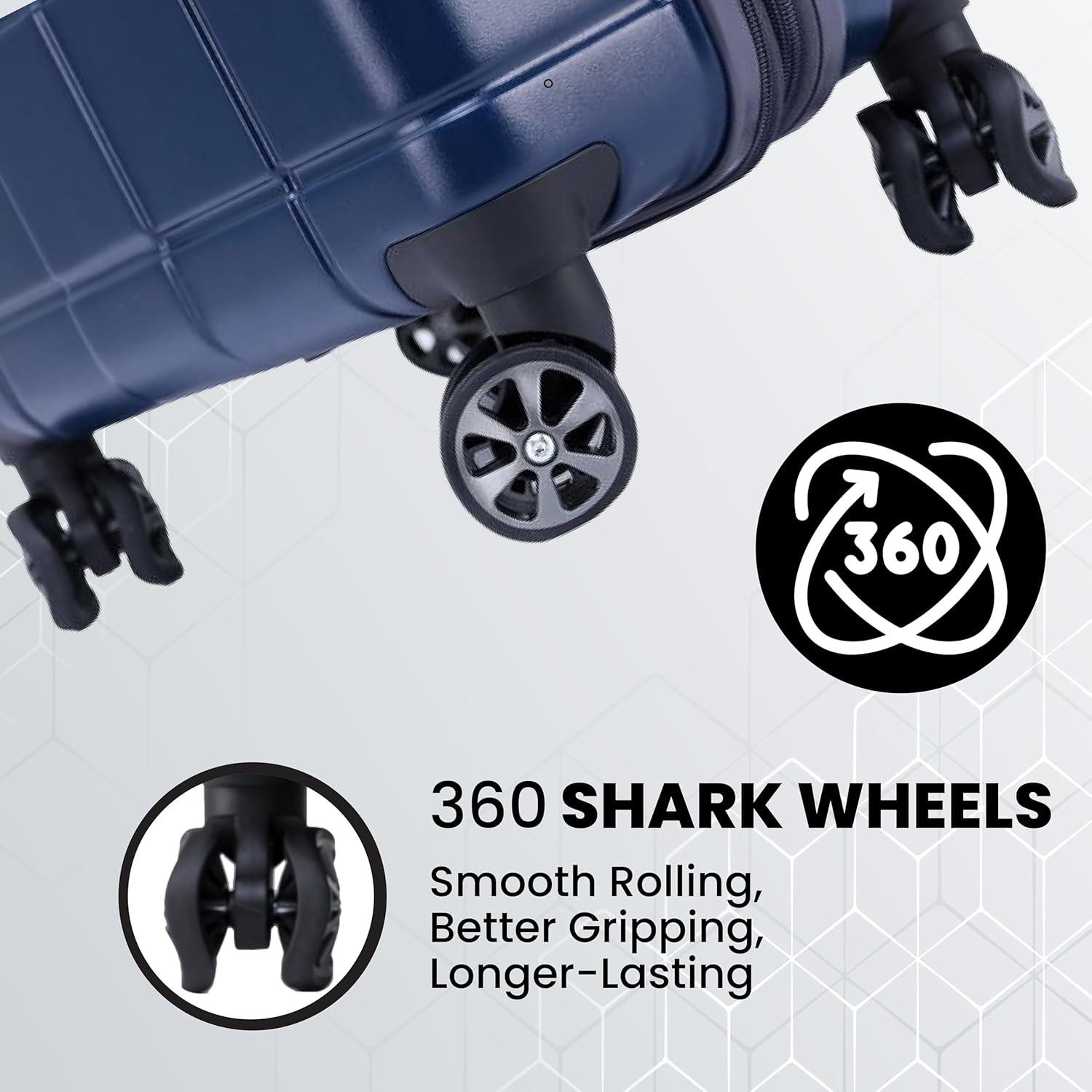 imageSpyder Carve 3 Piece Set with 360 Spinner Wheels TSA Approved Lock 20 Inch Carry On 25 Inch Medium 29 Inch Large GrayNavy