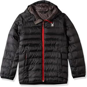Spyder Boys’ Geared Hoody Synthetic Down Jacket(Black/Black/Red)